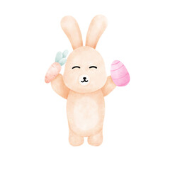 Easter bunny collection with carrot and egg.