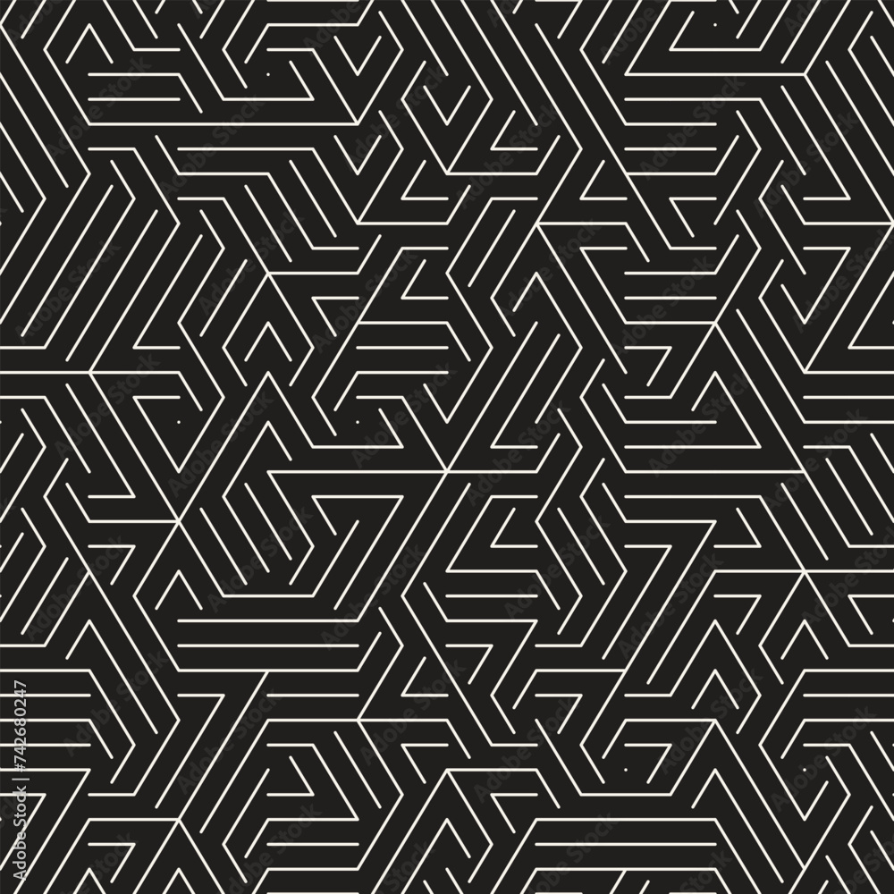Wall mural vector seamless pattern. repeating geometric elements. stylish monochrome background design.