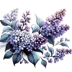 Sketching Serenity: A Peaceful Composition of Lilac Blooms