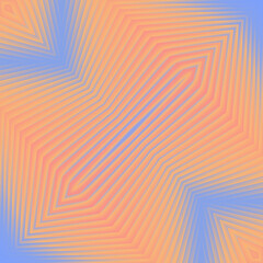 Colorful abstract composition of orange and pink stripes on a blue background. 3d rendering digital illustration