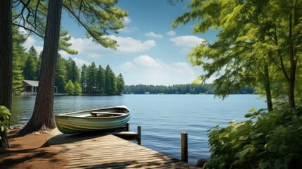 Obraz premium relaxation lake boat dock