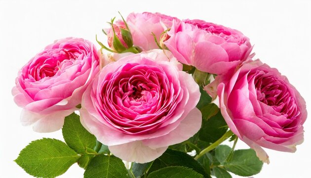 bouquet flower pink english rose of david austin isolated on white background