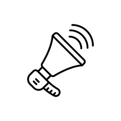 Megaphone outline icons, minimalist vector illustration ,simple transparent graphic element .Isolated on white background