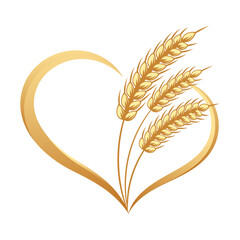 Fototapeta premium Abstract icon of ears of wheat with a heart. Logo, icon, decor element, vector