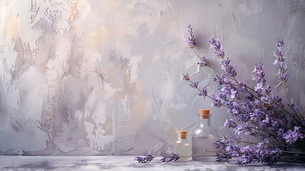 Tranquil Lavender and Essential Oils on Stone

