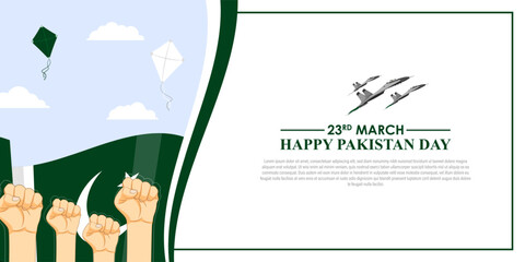 Vector illustration of Pakistan Day social media feed template - obrazy, fototapety, plakaty