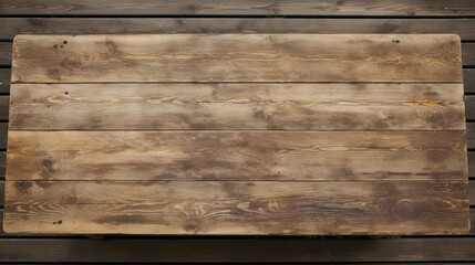 wood picnic table top view