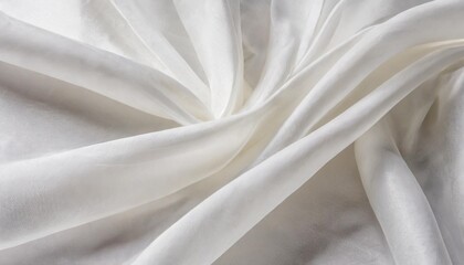 white luxurious background the fabric lies in soft waves chiffon translucent material top view pleats made of light fabric wedding backdrop - obrazy, fototapety, plakaty
