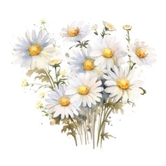 Watercolor of soft light daisies bouquet. ai generated