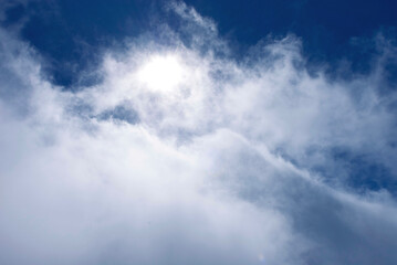 Fototapeta na wymiar sun behind tradewind clouds on Mount Roque de los Muchachos, La Palma, Canary Islands, Spain