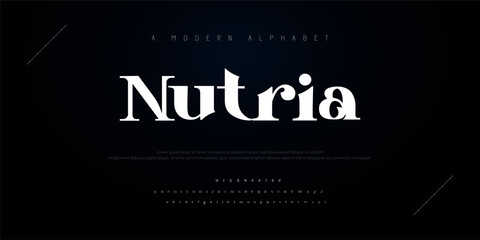 Nutria Modern abstract digital alphabet font. Minimal technology typography, Creative urban sport fashion futuristic font and with numbers. vector illustration