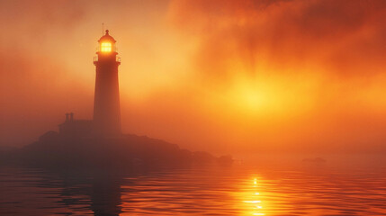 coast with solitary lighthouse