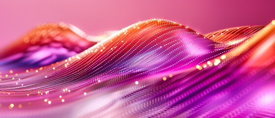 Futuristic abstract background with energy waves, bright blue and pink lines flowing in a dynamic...