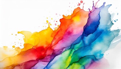 abstract colorful rainbow color painting illustration watercolor splashes isolated on transparent background png