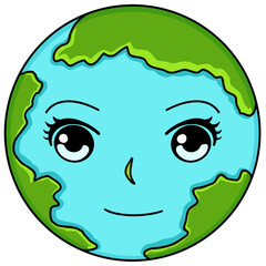 Friendly Earth: An animated illustration of the Earth, personified with a smiling face, embodying global unity and environmental consciousness.