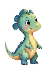 Fototapeta premium Adorable Baby Dinosaur Watercolor Clipart
