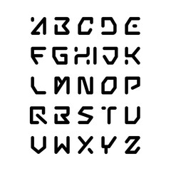 Modern alphabet letters font set. Futuristic lettering custom type design, vector template