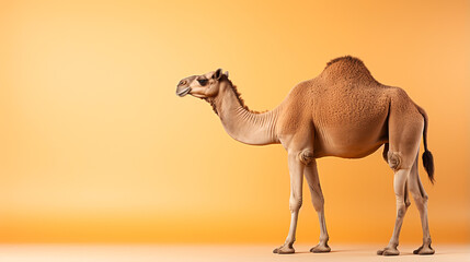 camel in the desert. A lonely camel in the desert - obrazy, fototapety, plakaty