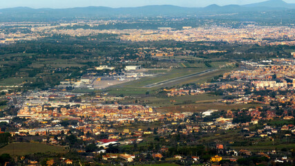 Aerial view of Ciampino civil airport. It is located near Rome, Italy, and is the second airport of...