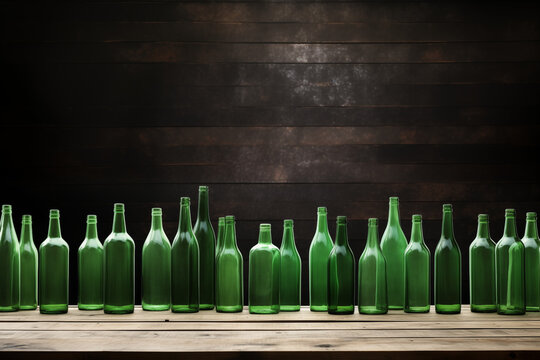 Row of Empty Bottles with Copy Space Above
