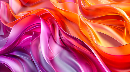 Flowing Satin Fabric: Luxurious and Smooth Textile Waves in a Vibrant Abstract Background, Symbolizing Elegance