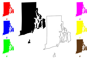 State of Rhode Island (United States of America, USA or U.S.A.) silhouette and outline map