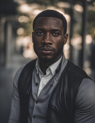 Portrait of a Handsome African American Man - Stock Image