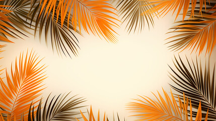 Fototapeta na wymiar Palm plant border form, square plant frame with copy space