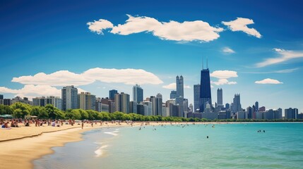 Obraz premium skyline lake michigan chicago