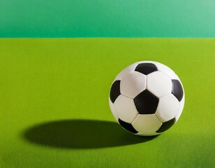 Illustration of a classic football ball resting on green carpet - 742698299