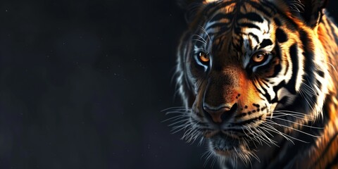 Majestic Tiger Portrait: Wild Animal with Intense Eyes