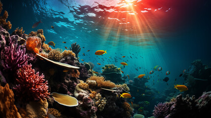 Sunlit Coral Kingdom Under the Ocean Waves