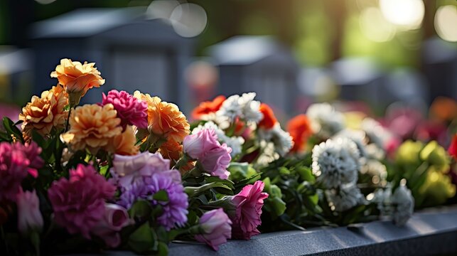 tribute grave flowers