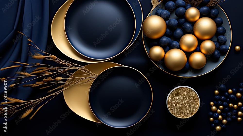 Wall mural trend navy blue and gold - Wall murals