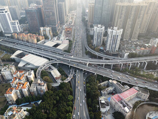 High angle view of city road in Guangzhou China