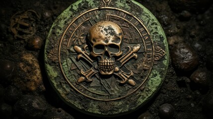 Naklejka premium silver pirate coin