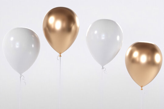 Golden balloons on white background