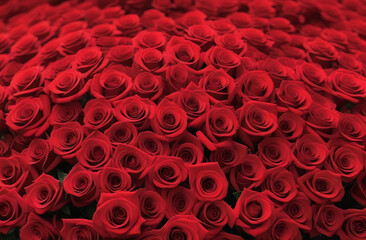 A huge armful of exquisite red roses. Beauty and splendor.
