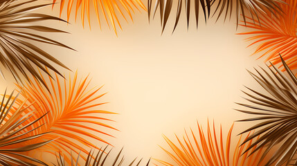 Fototapeta na wymiar Palm plant border form, square plant frame with copy space