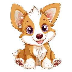 Cute Corgi Puppy. Simple Color Dog A Vector Design