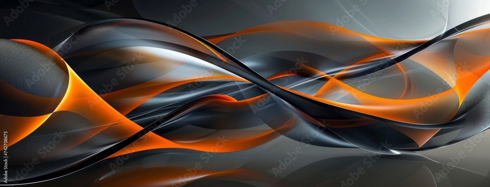 Poster black abstract background with lines and orange gradient