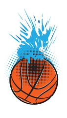 Exploded basketball ball, summer school concept.