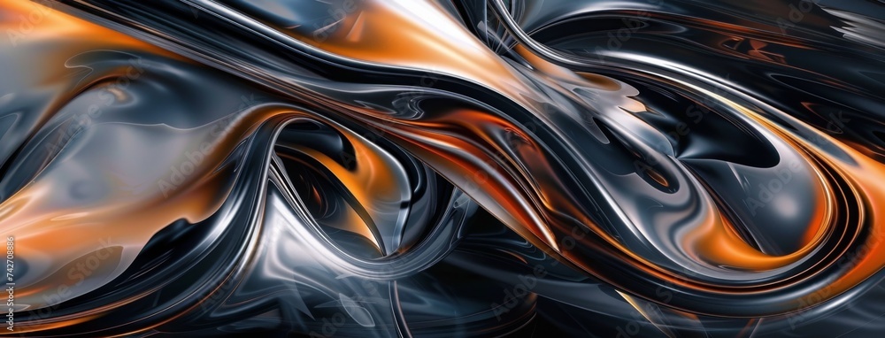 Poster black abstract background with lines and orange gradient