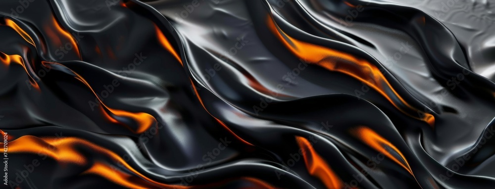 Poster black abstract background with lines and orange gradient