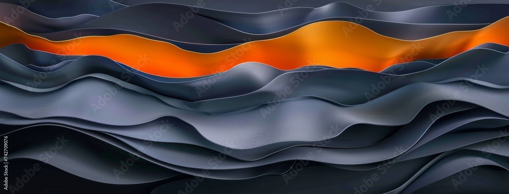Poster black abstract background with lines and orange gradient