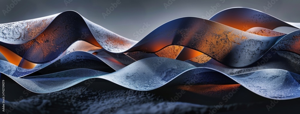 Poster black abstract background with lines and orange gradient