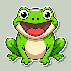 Happy Frog Sticker on White Background - Vector Illustration