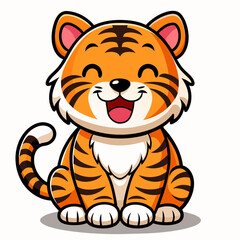 Joyful Earthy Tiger Sticker in Kawaii Contour Style