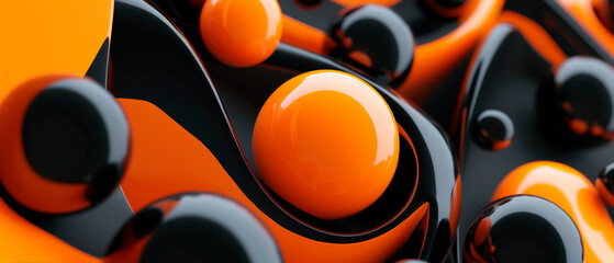  orange and black spheres modern background