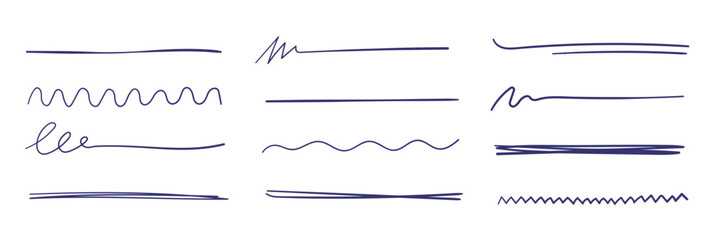 The pen emphasizes the stroke of the line, scribble with a marker. Hand drawing. Underlining text with a pen.